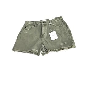 Kancan size 11 NEW women's shorts olive green distressed high rise frayed hem
